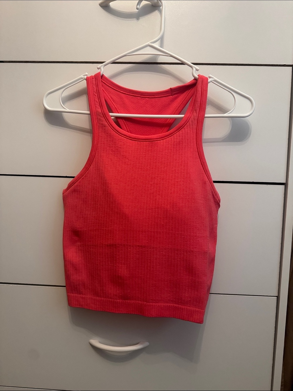 Ribbed Sleeveless Crop Tank Top - Coral Pink